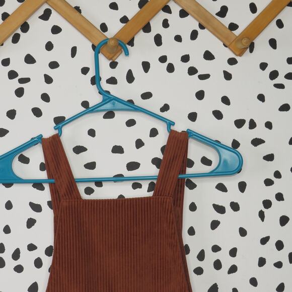 Wonder Nation Brown Ribbed Velvet Button Strap Pinafore Girls Overall Dress - Picture 4 of 7